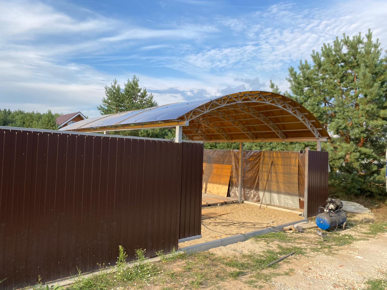 Односкатный навес на 2 машины